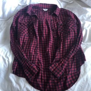 BOGO F21 Classic Red and Black Checkered Flannel